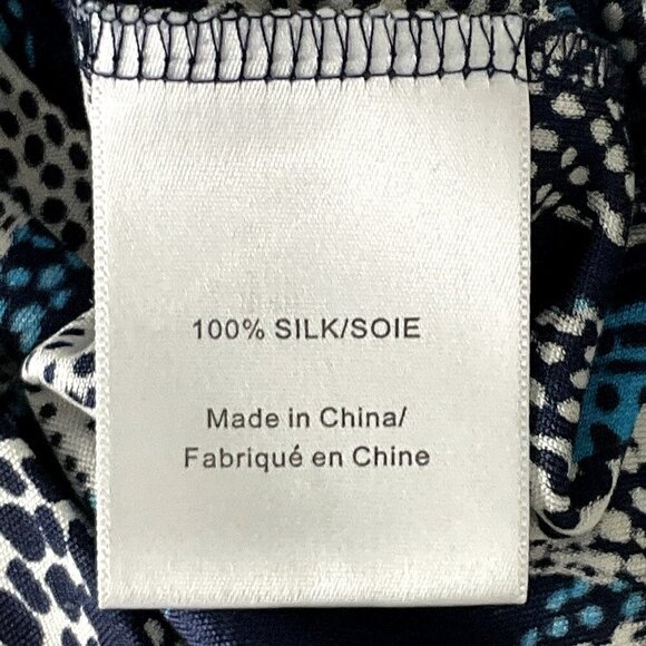 Tory Burch Dress Women XS Silk Blue‎ Seashell Polka Dot Short Sleeve V-Neck - Picture 8 of 13